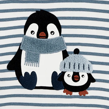 Sweat à capuche rayé pingouins bébé garçon