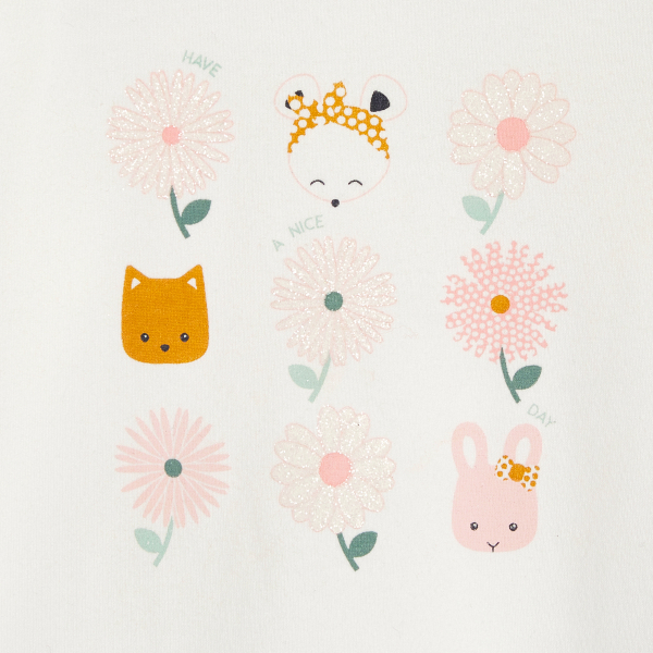 T-shirt col claudine blanc bébé fille