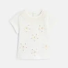 T-shirt fleurs brodées sequins blanc bébé fille