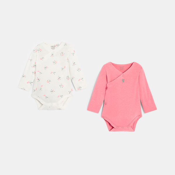 Body évolutif rose naissance (lot de 2)