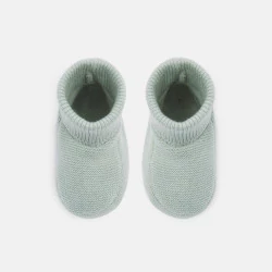 Chausson maille tricot vert naissance