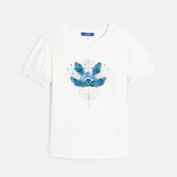 T-shirt motif fleur en relief blanc Fille