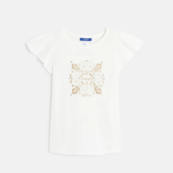 T-shirt à motif pailleté blanc Fille