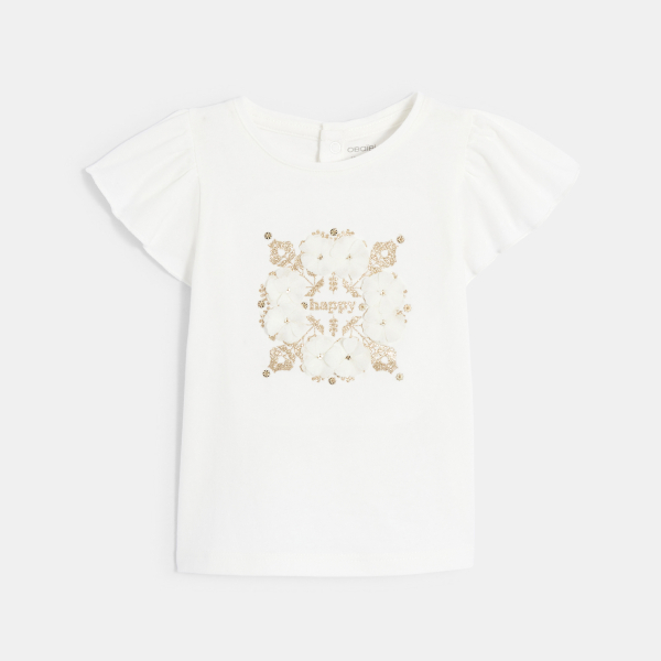 T-shirt illustration brillante blanc bébé fille