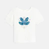 T-shirt fleur relief blanc bébé fille