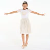 تي شيرت أبيض بأكمام قصيرة على شكل فراشة للفتيات