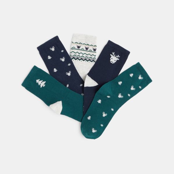 Chaussettes Noël (lot de 5) vertes garçon