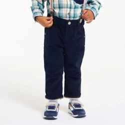 Pantalon velours côtelé à bretelles bleu bébé garçon