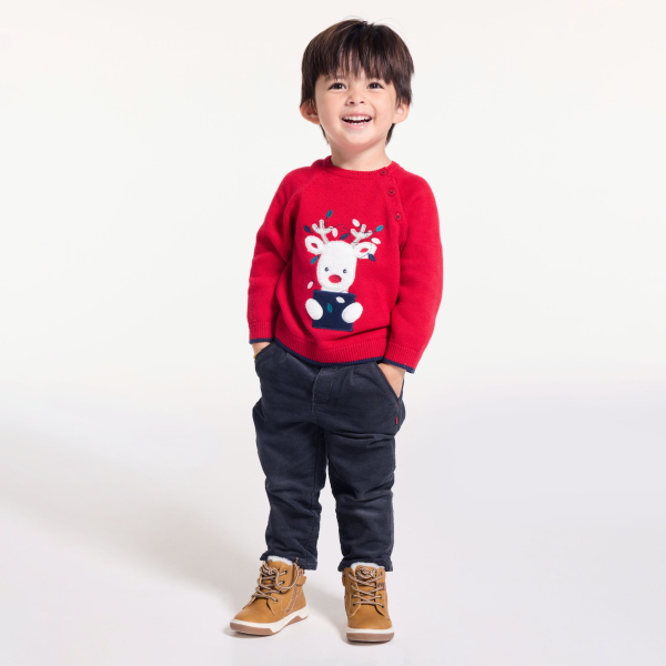 Pull maille tricot renne rouge bébé garçon