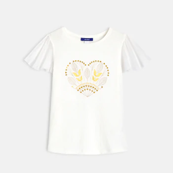 T-shirt à manches courtes papillon blanc Fille