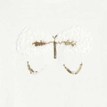 T-shirt manches longues motif papillon blanc Fille