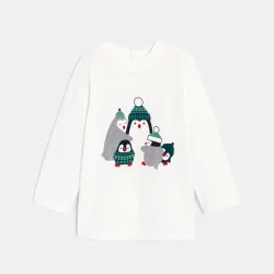 T-shirt pingouins blanc bébé garçon
