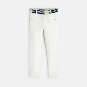 Pantalon slim en toile + ceinture blancGarçon