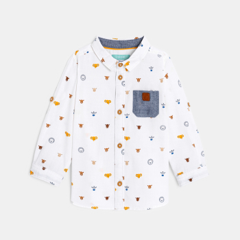 Chemise modulable animaux blanc bébé garçon