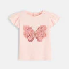 T-shirt sequins papillon rose bébé fille