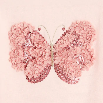 T-shirt sequins papillon rose bébé fille
