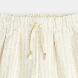 Short rayé brillant beige...