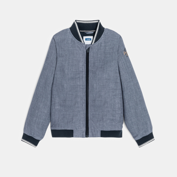 Blouson teddy en toile bleu Garçon