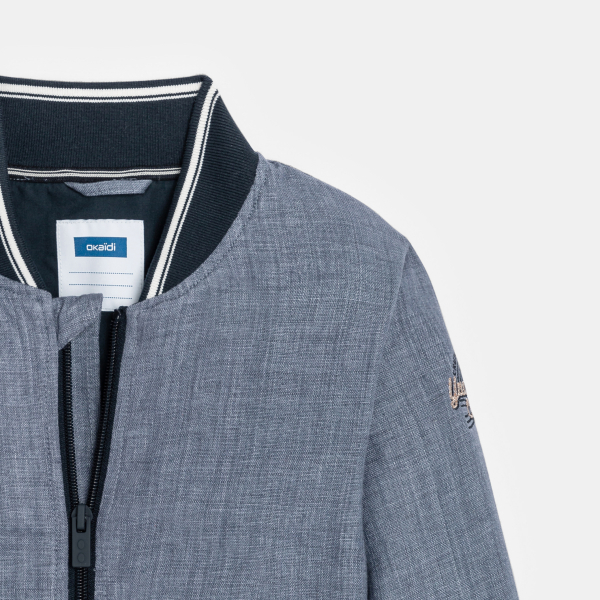 Blouson teddy en toile bleu Garçon