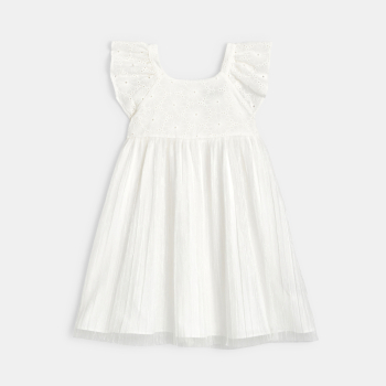 Robe chic broderie anglaise blanc Fille