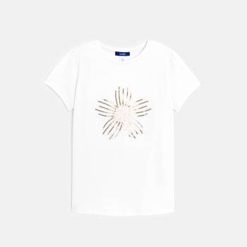 T-shirt manches courtes à sequins couleur Fille