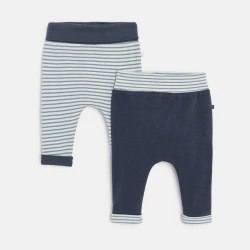 Pantalon maille souple bleu bébé garçon (lot de 2)