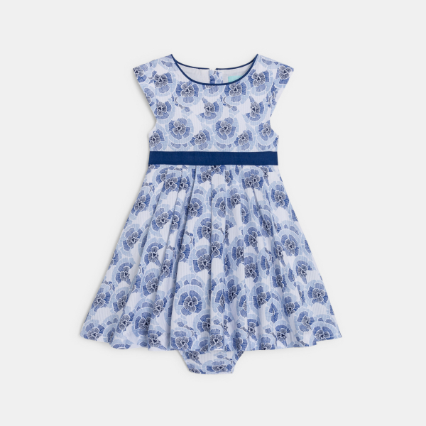 Robe chic fleurie bleu bébé fille