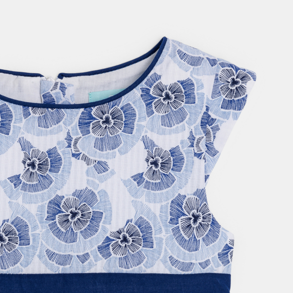 Robe chic fleurie bleu bébé fille
