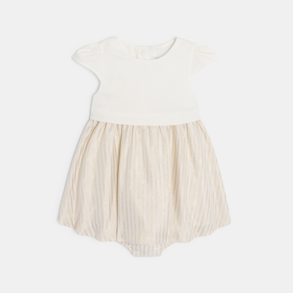 فستان أنيق 2 في 1 بخطوط لامعة للفتيات الصغيرات