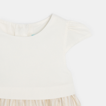 فستان أنيق 2 في 1 بخطوط لامعة للفتيات الصغيرات