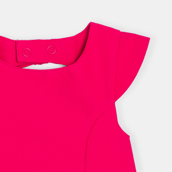 Robe de fête coton et lin rose bébé fille
