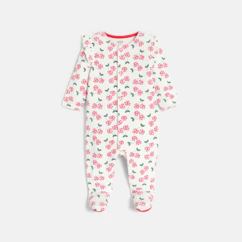 بدلة نوم مخملية مزينة بالزهور، باللون الوردي للفتيات الصغيرات