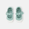 حذاء باليرينا قماش مع فيونكة باللون الأخضر للفتيات الصغيرات