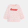 Sweat molleton imprimé et legging rose bébé fille