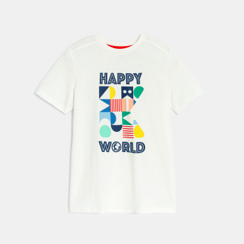 T-shirt à message manches courtes blanc Fille