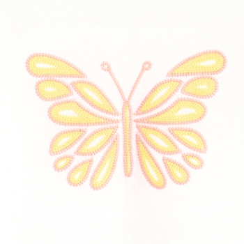 تيشيرت برسمة فراشة بأكمام قصيرة باللون الأبيض للفتيات