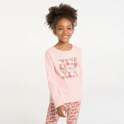 Pyjama 2 pièces en jersey rose Fille