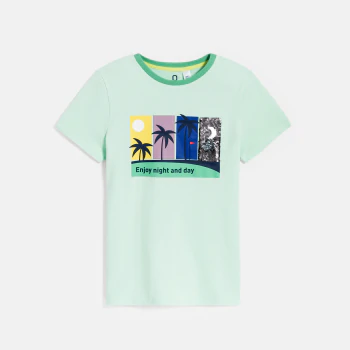 T-shirt à motif placé manches courtes vert Garçon