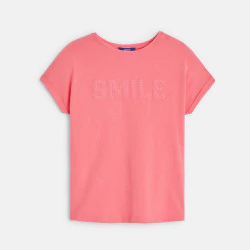 T-shirt manches courtes à message rose Fille