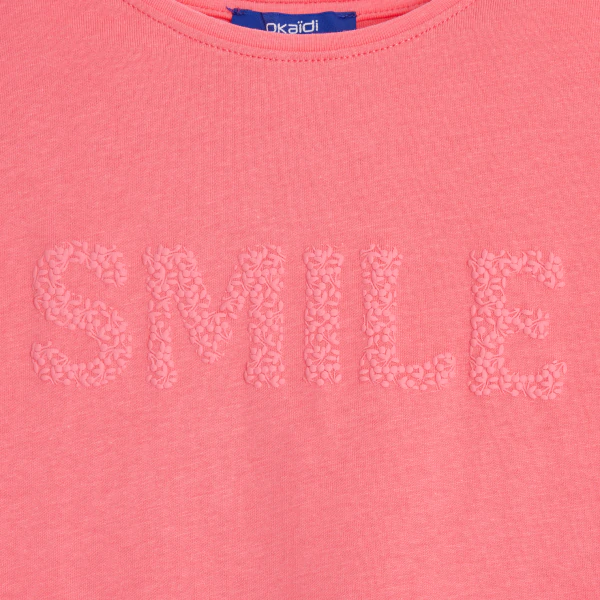 T-shirt manches courtes à message rose Fille