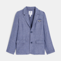 Veste de costume en coton et lin bleu Garçon