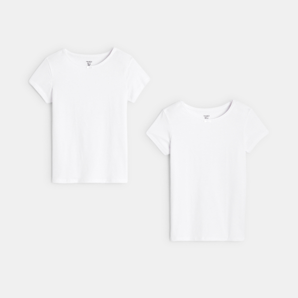 تيشيرت داخلي أبيض، للفتيات (مجموعة من 2)