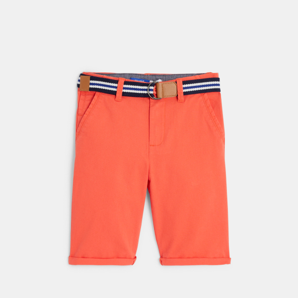 Bermuda en toile + ceinture orange garçon