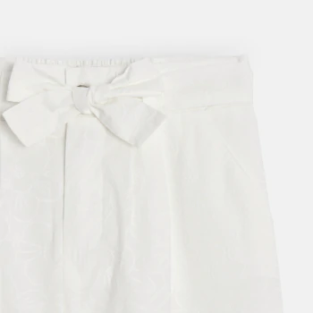Pantalon large taille haute blanc Fille
