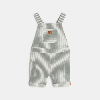 Salopette rayée denim et t-shirt vert bébé garçon