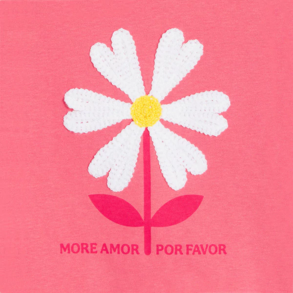 T-shirt manches longues à message rose Fille