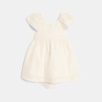 Robe chic rayures brillantes blanc bébé fille