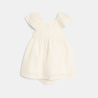 Robe chic rayures brillantes blanc bébé fille