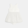 Robe chic bi-matière blanc bébé fille