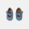 حذاء باليرينا من الدنيم بشريط لاصق باللون الأزرق للفتيات الصغيرات